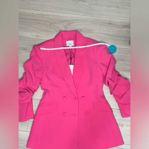 NWT Cinq à Sept Kris Crepe Blazer Jacket Ruched Sleeves Sz 0 pink azalea - Picture 14 of 14